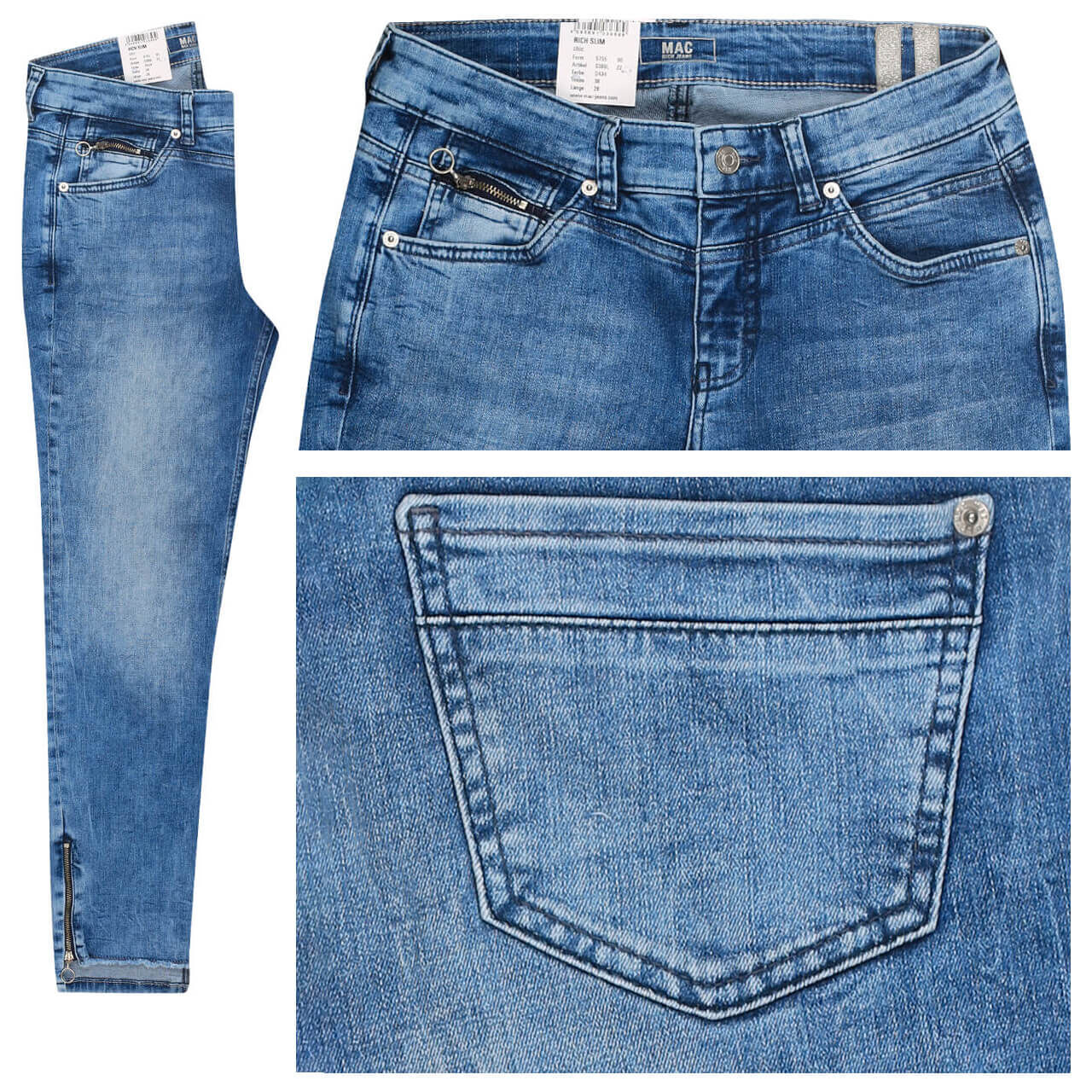 MAC Jeans Rich Slim für Damen in Blau verwaschen, FarbNr.: D434