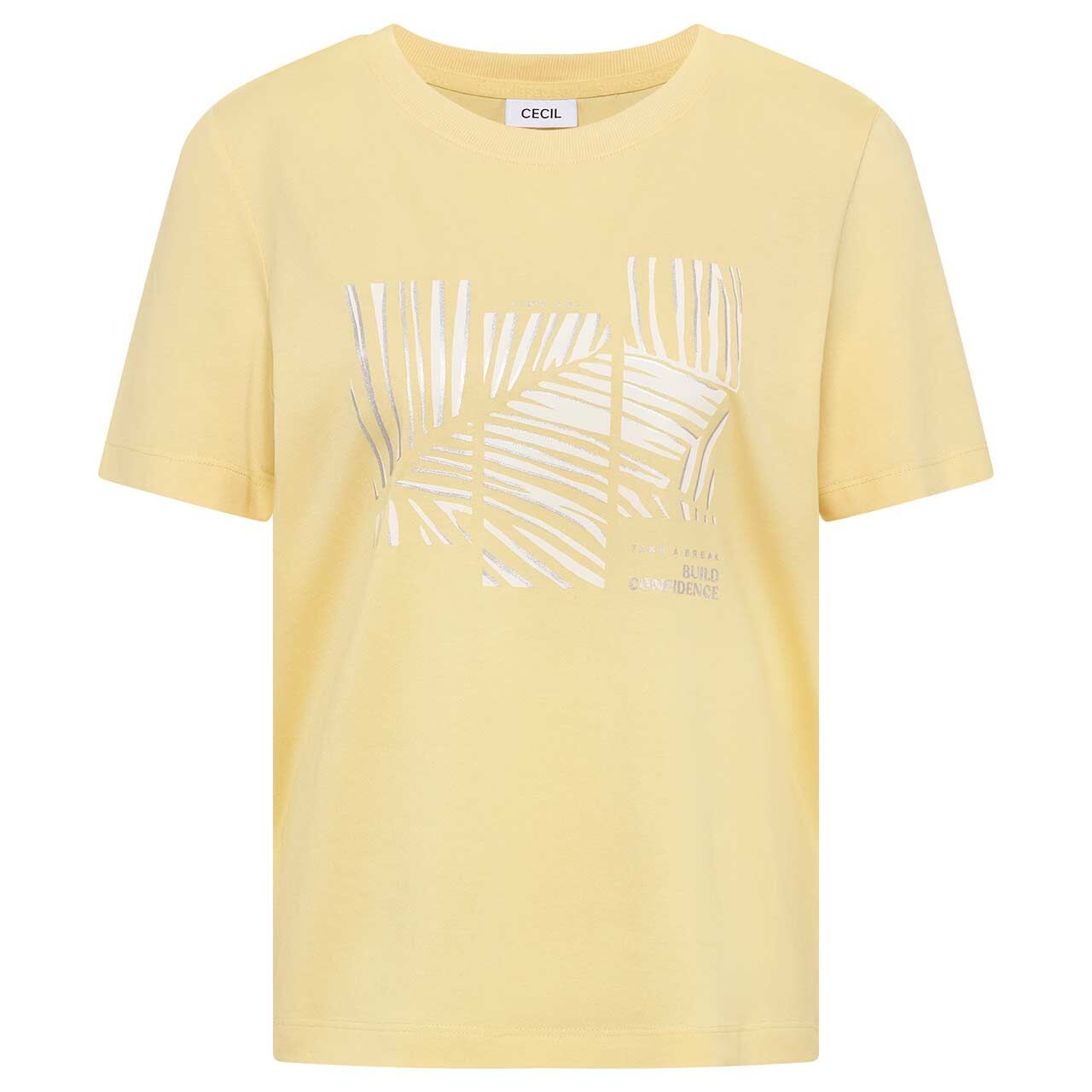 Cecil Damen T-Shirt Leaves Print buttermilk yellow