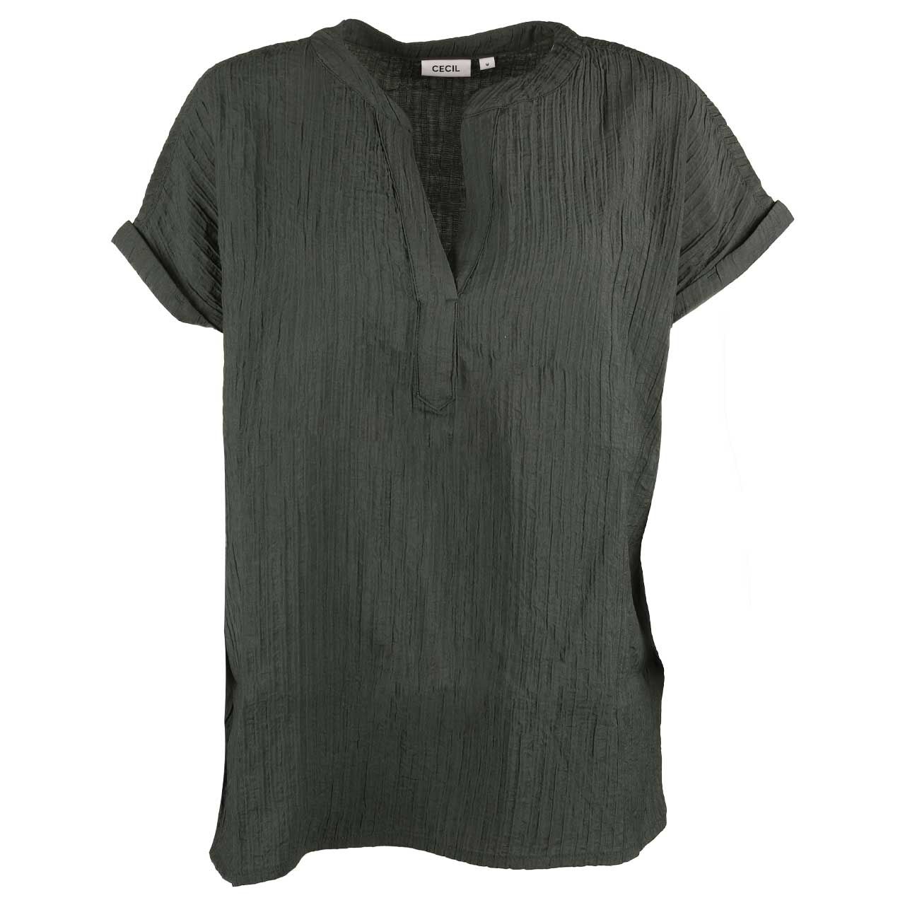 Cecil Damen Kurzarm Bluse Structure slate khaki