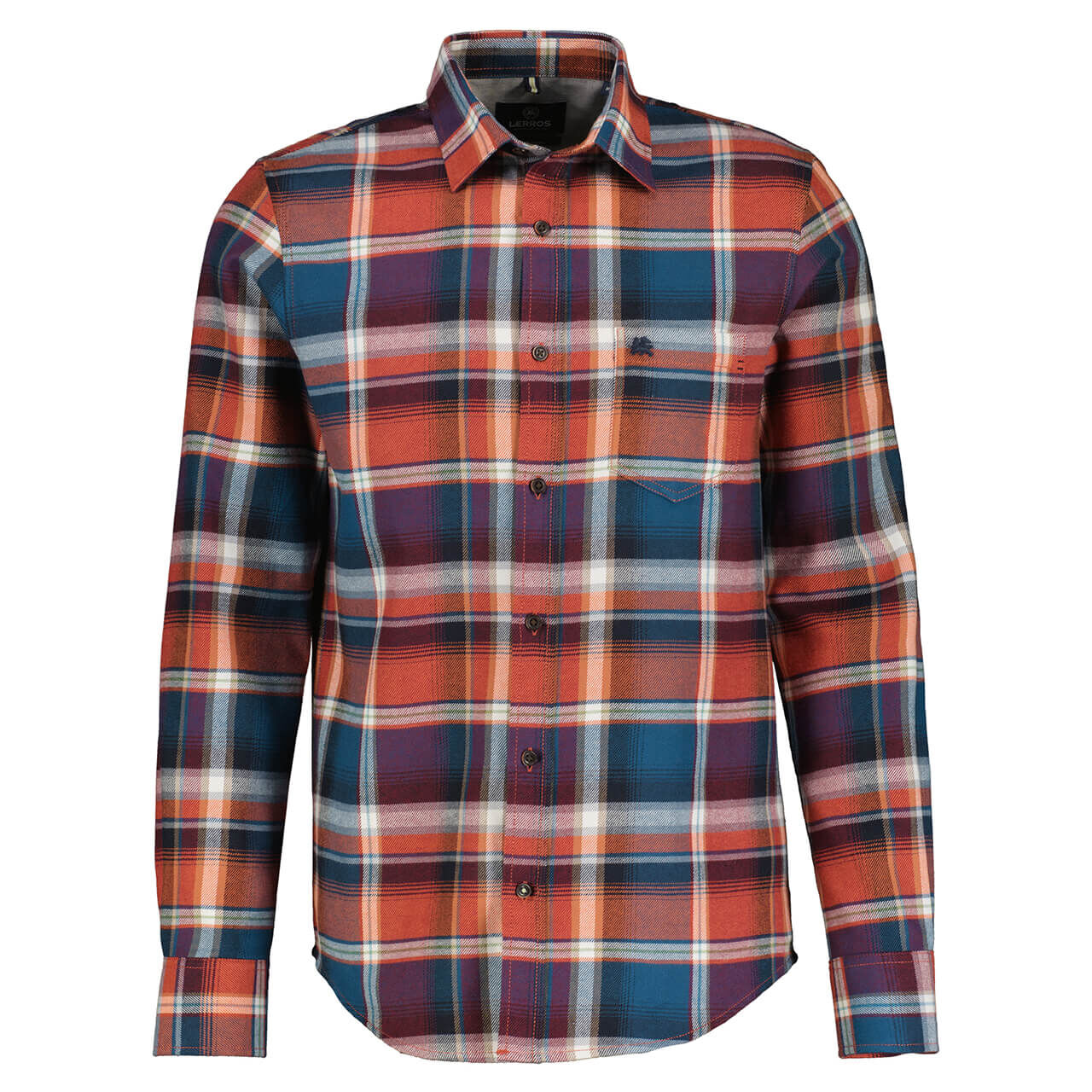 Lerros Herren Langarm Hemd spicy orange checked