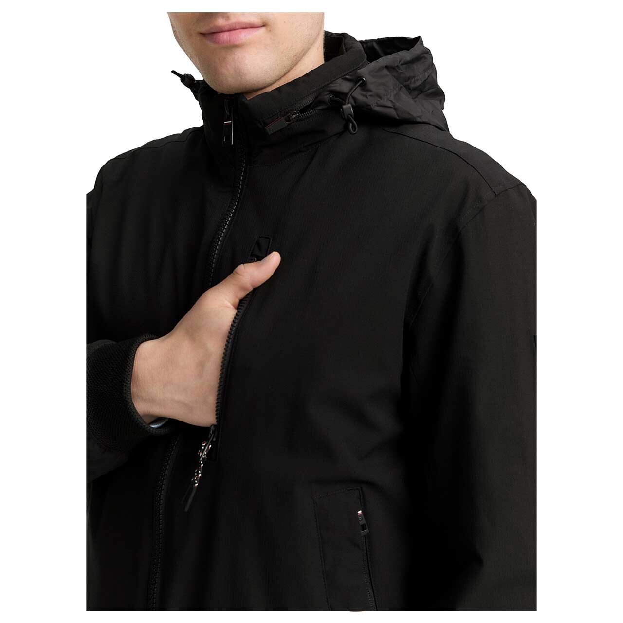 Herren Jacke Transeasonal Jacket von Tom Tailor in Schwarz, Seitenansicht Oberkörper