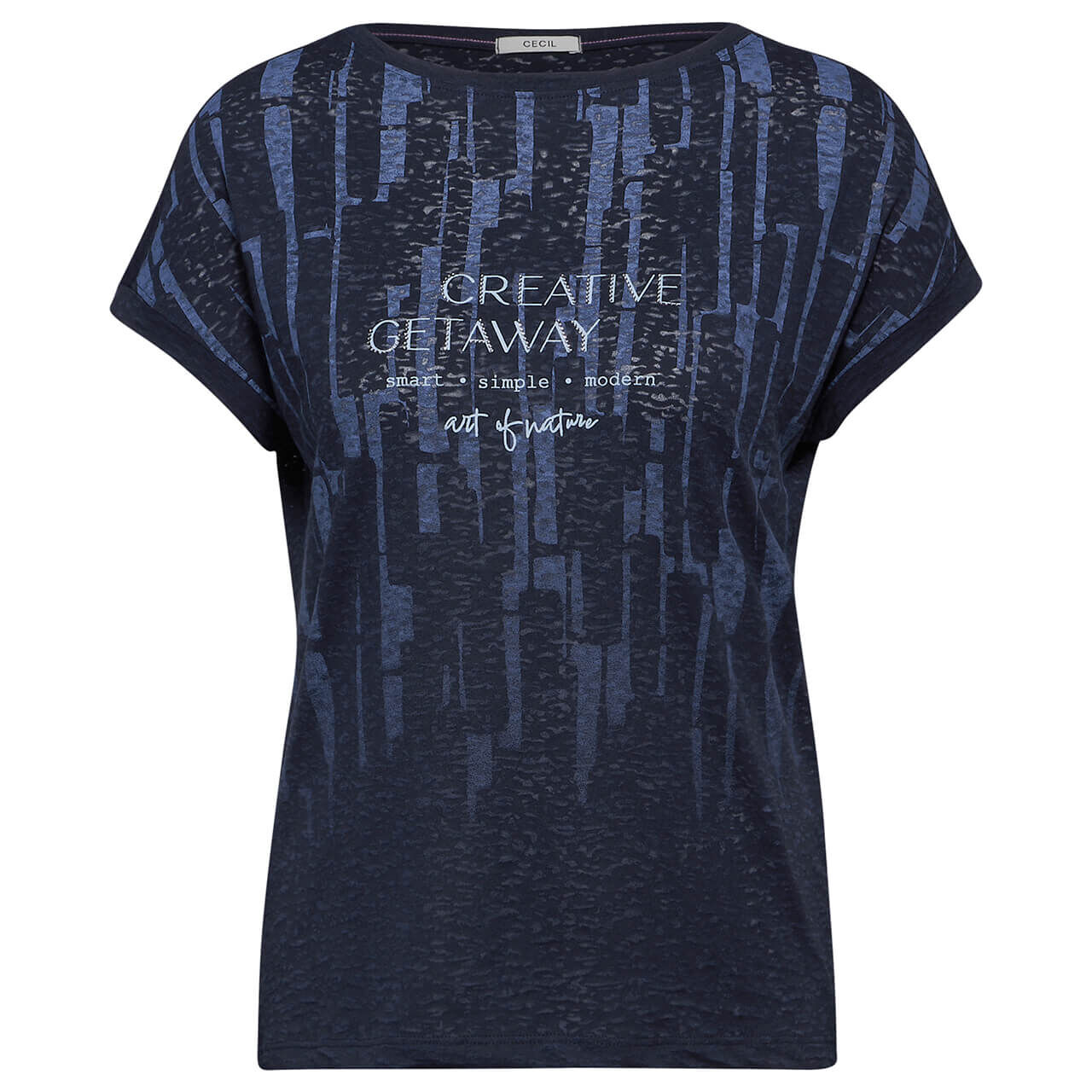 Cecil Damen T-Shirt Degradée Burnout universal blue