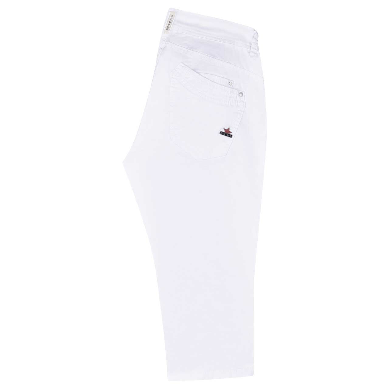 Damen Baumwollhose Malibu-Zip Capri Stretch Twill von Buena Vista in Weiß, Rückansicht