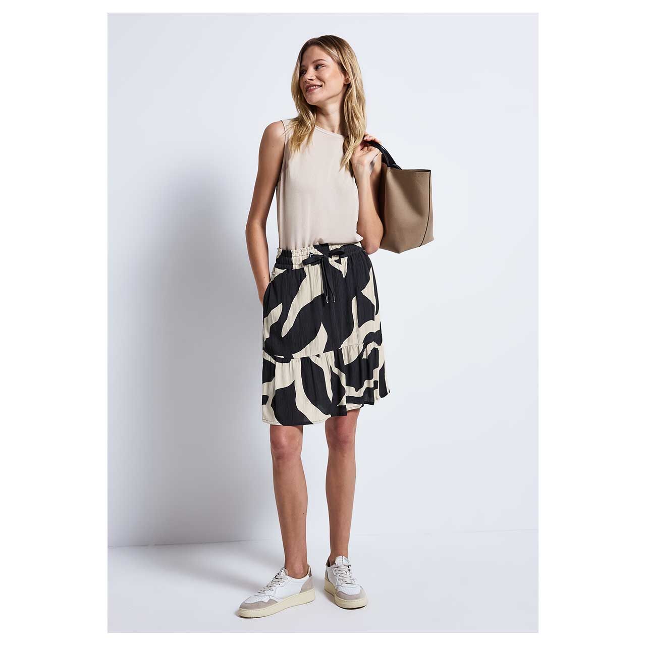 Street One Damen Rock creme black print