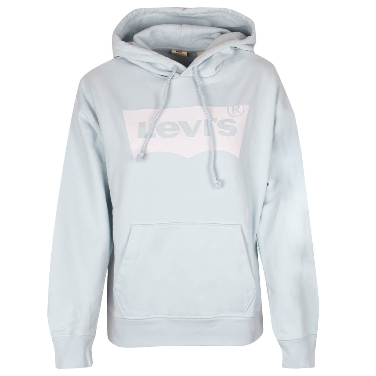 Levis Logo Hoodie Sweatshirt für Damen in Pastellblau mit Schriftzug, FarbNr.: 0158
