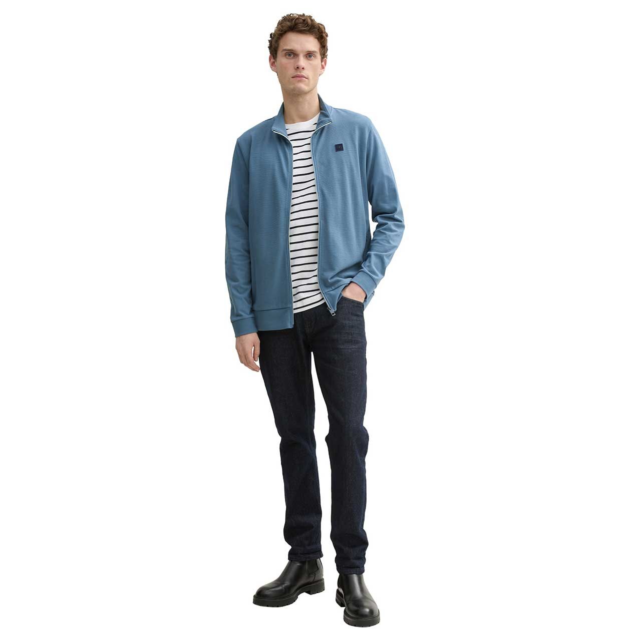 Tom Tailor Herren Strickjacke Structured Jacket mystical blue