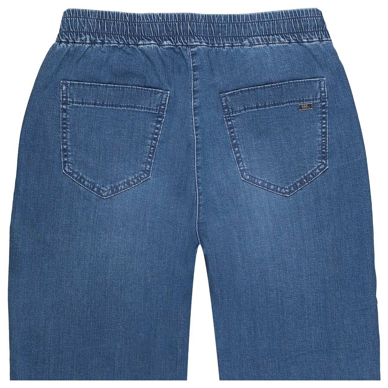 Stretch Damen 7/8 Jeans Culotte von MAC in Mittelblau verwaschen, detaillierte Rückansicht