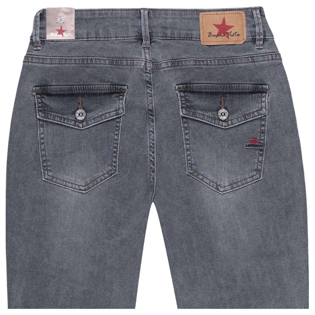 Damenjeans Italy Bootcut-B Stretch Denim in Grau angewaschen, detaillierte Rückansicht