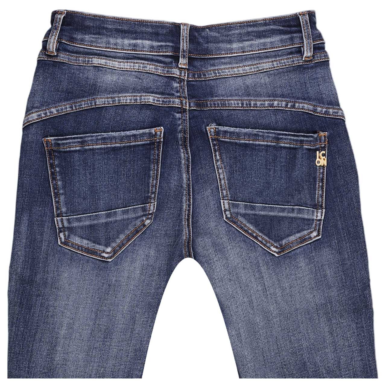 Damenjeans Cosmopolitan von Senoritas ICON in Blau angewaschen mit Nieten, detaillierte Rückansicht