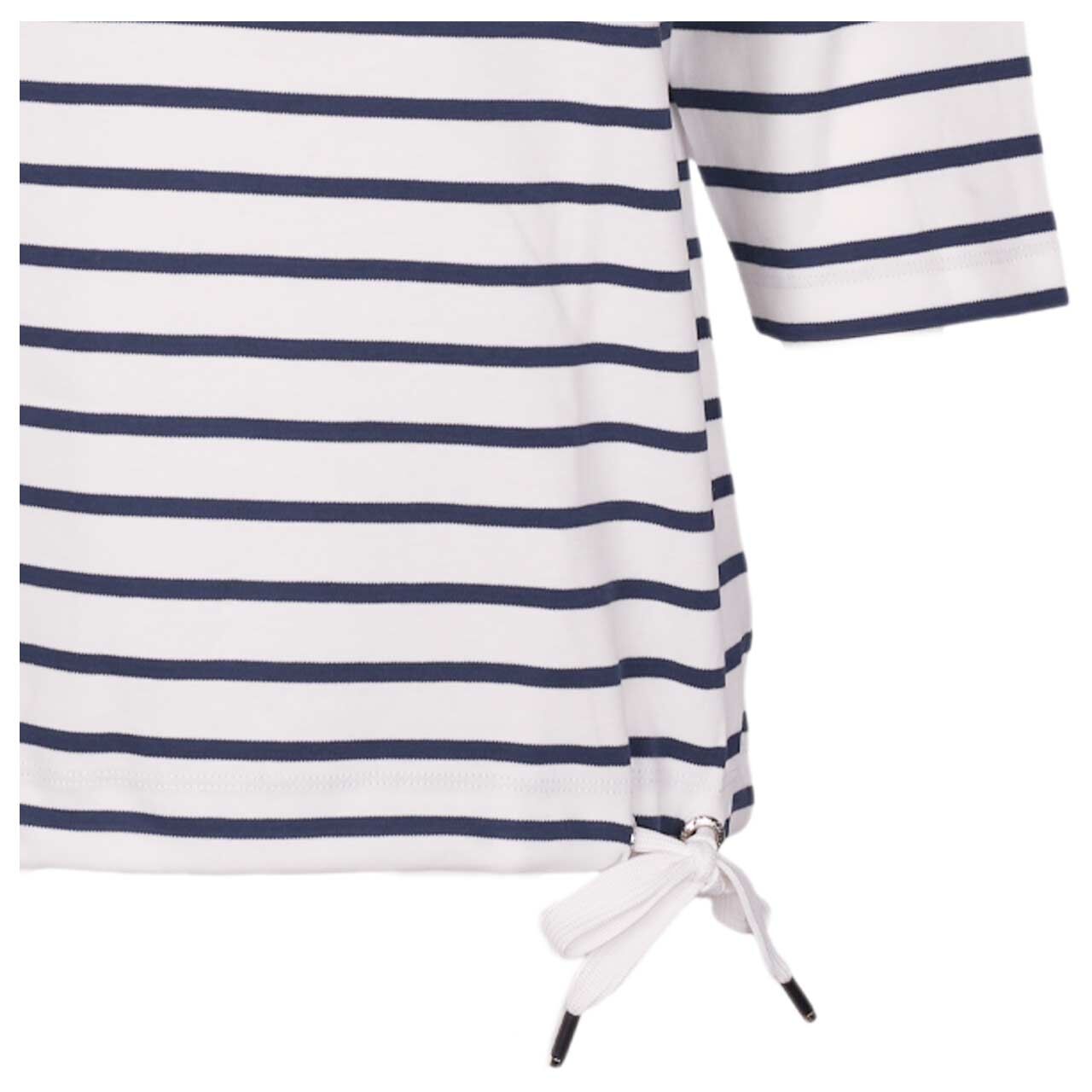 Damen 3/4 Arm Shirt Striped Fleurs von Cecil in Dunkelblau gestreift, Detailansicht Saum