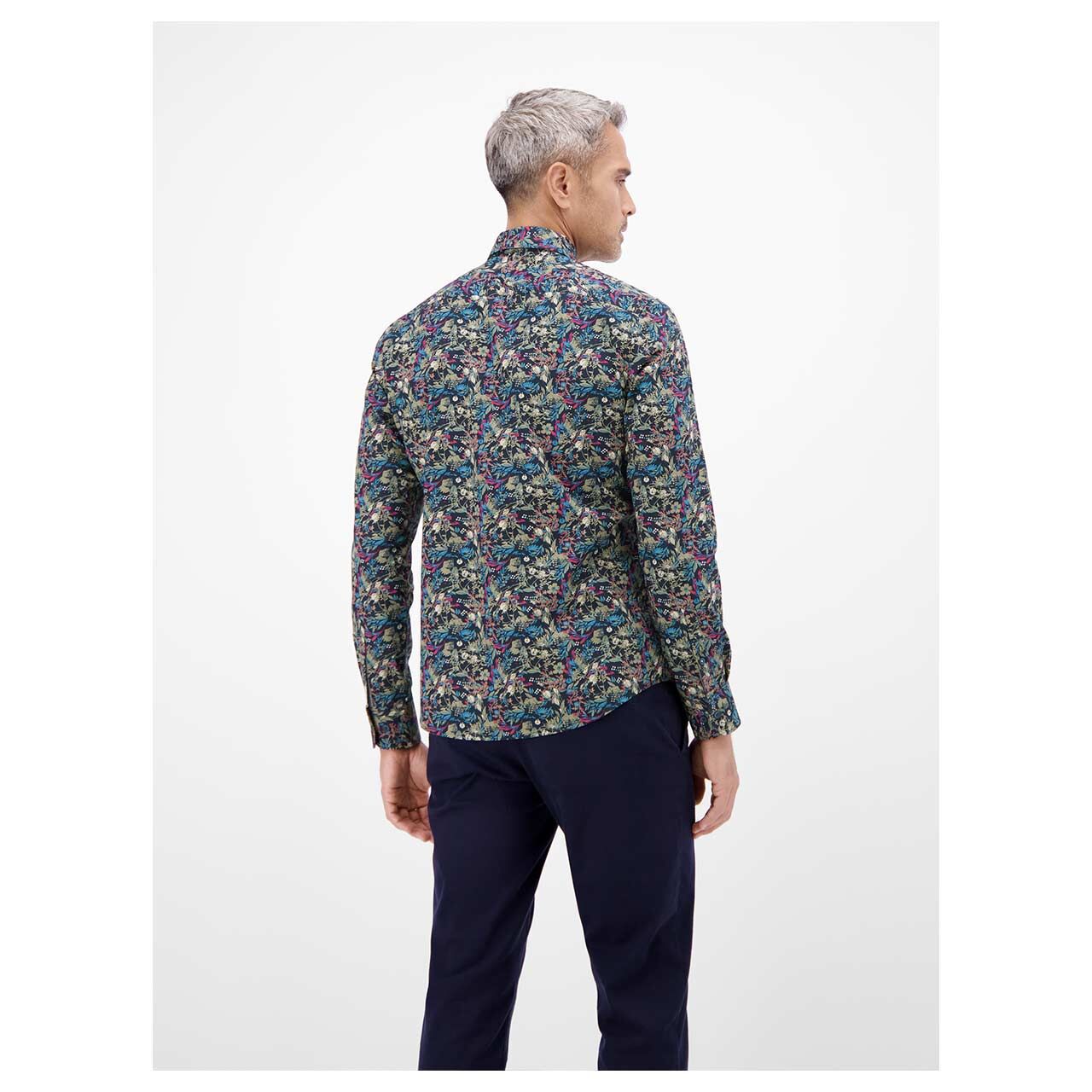 Herren Hemd von Lerros in Dunkelblau mit Print, Rückansicht mit Model