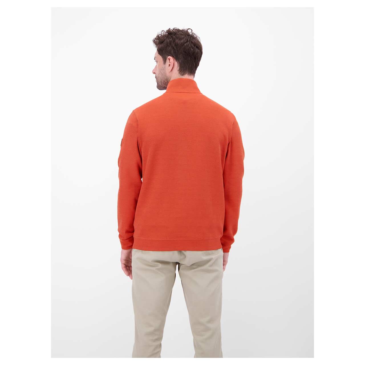 Herren Sweatshirt Troyer von Lerros in Hellrot meliert, Rückansicht am Model