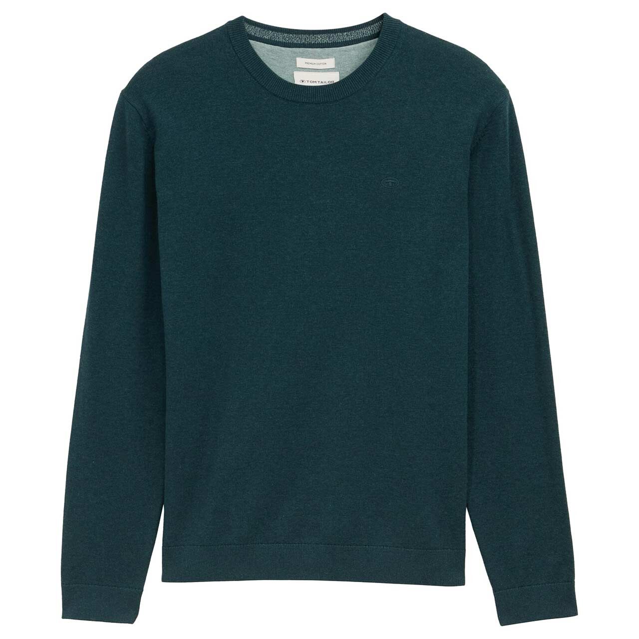 Tom Tailor Herren Pullover Basic Crewneck Knit sapphire green melange