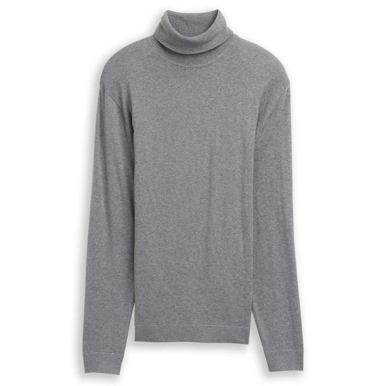 Tom Tailor Herren Pullover Cashmere Turtleneck Knit classic grey melange