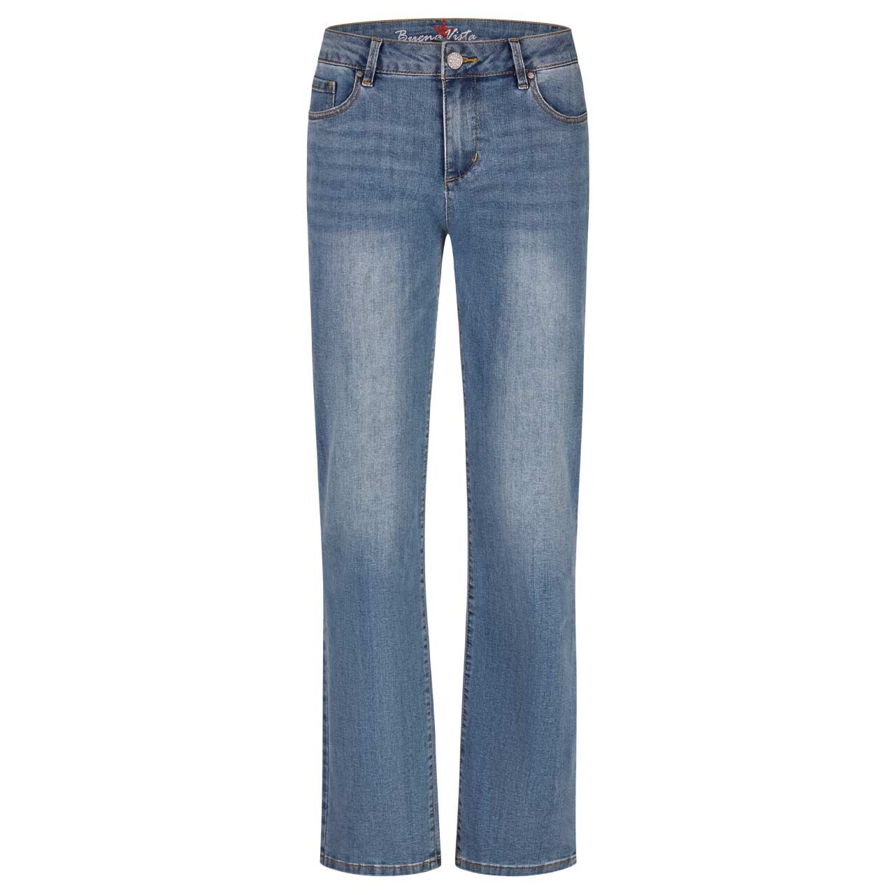Damenjeans Stella-Zip Straight Stretch Denim von Buena Vista in Hellblau verwaschen, Vorderansicht