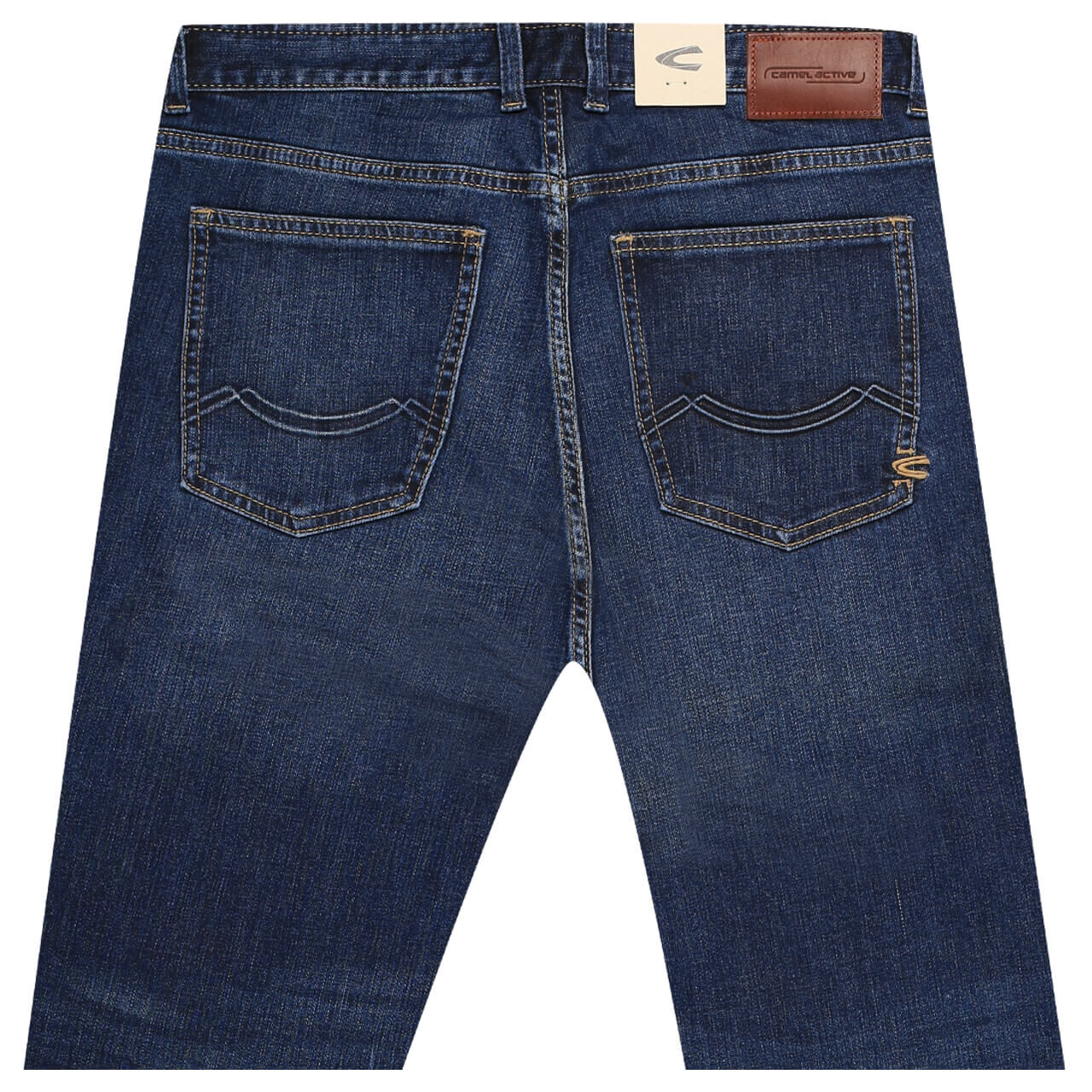 camel-active-jeans-woodstock-blau-45-hinten Stretch Herrenjeans Woodstock von Camel active in Dunkelblau verwaschen, detaillierte Rückansicht