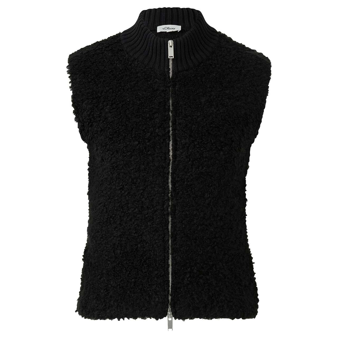 s.Oliver Damen Bouclé Weste black alpaca
