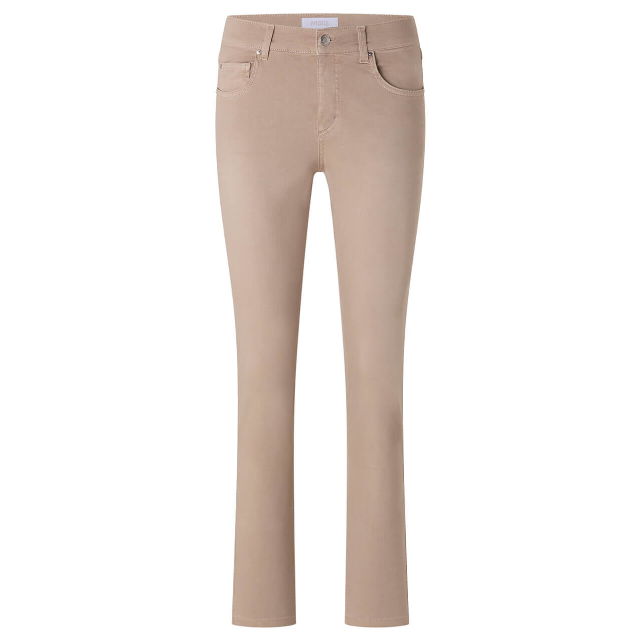 Damenjeans Skinny von Angels in Hellbeige angewaschen, Vorderansicht