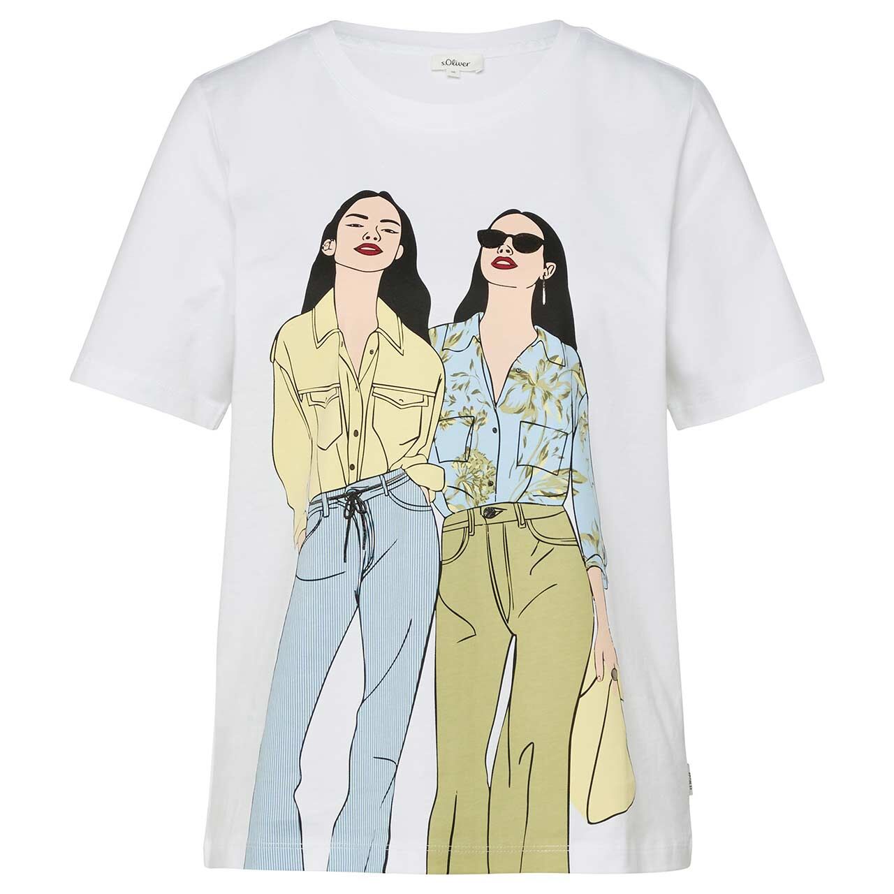 s.Oliver Damen T-Shirt white placed print