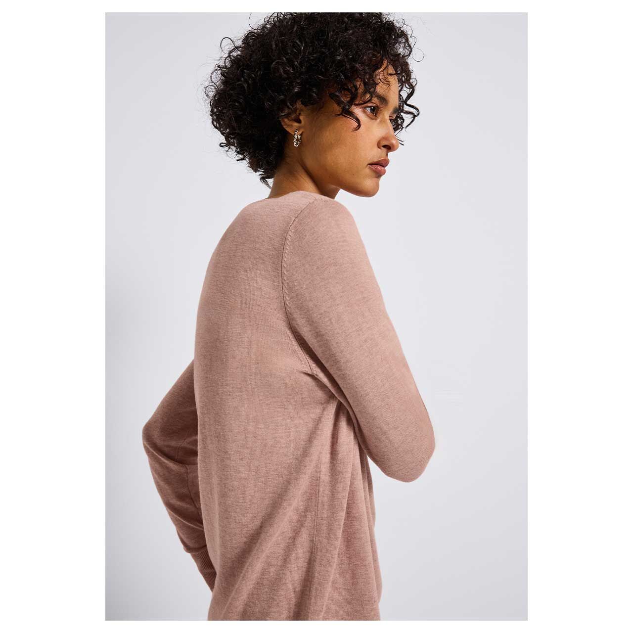 Street One Damen Pullover in Rosa meliert, rechte Seitansicht Model