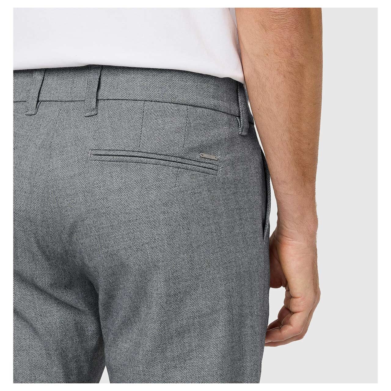 MAC Lennox Chinohose light storm grey herringbone