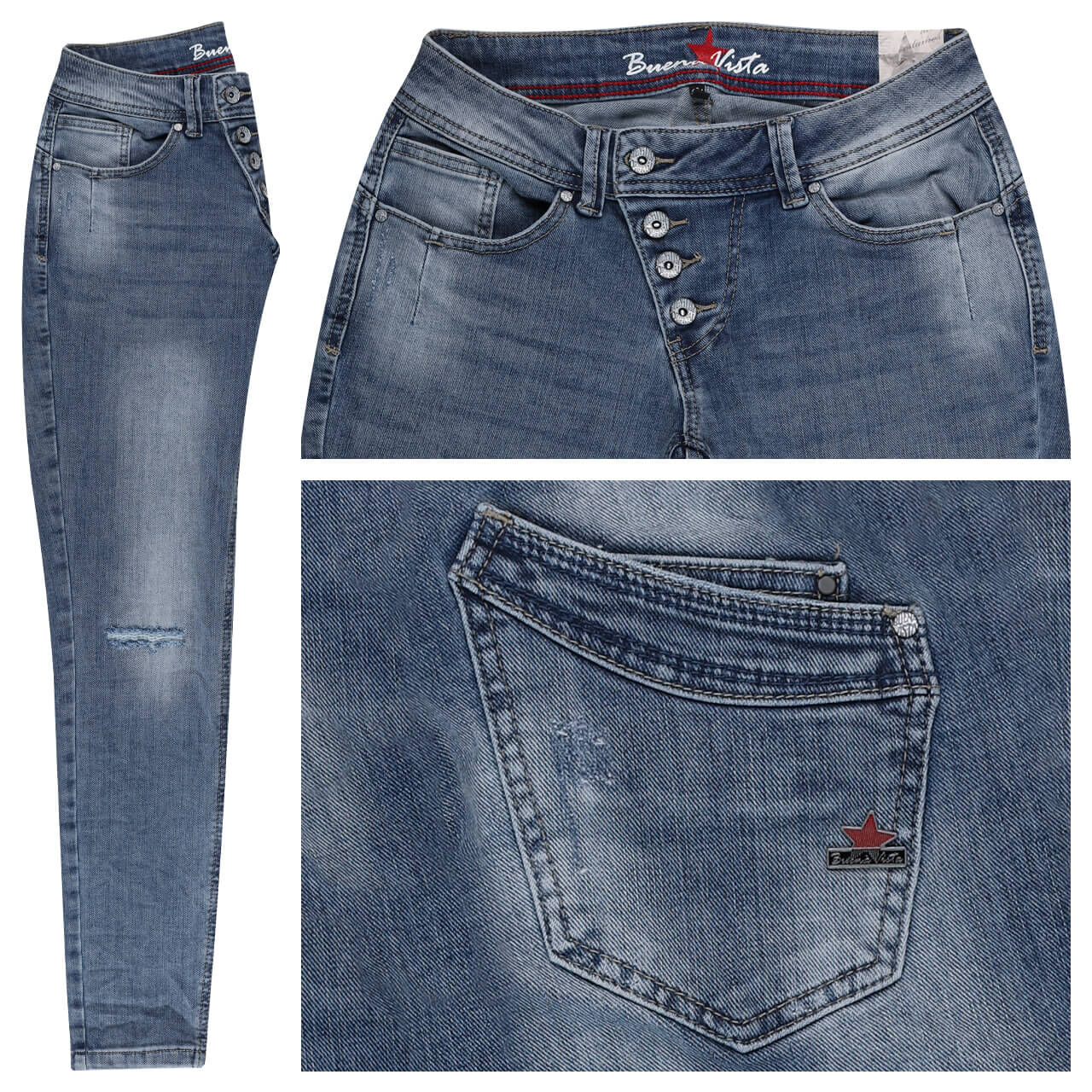 Buena Vista Malibu Cropped Stretch Denim Jeans repair denim