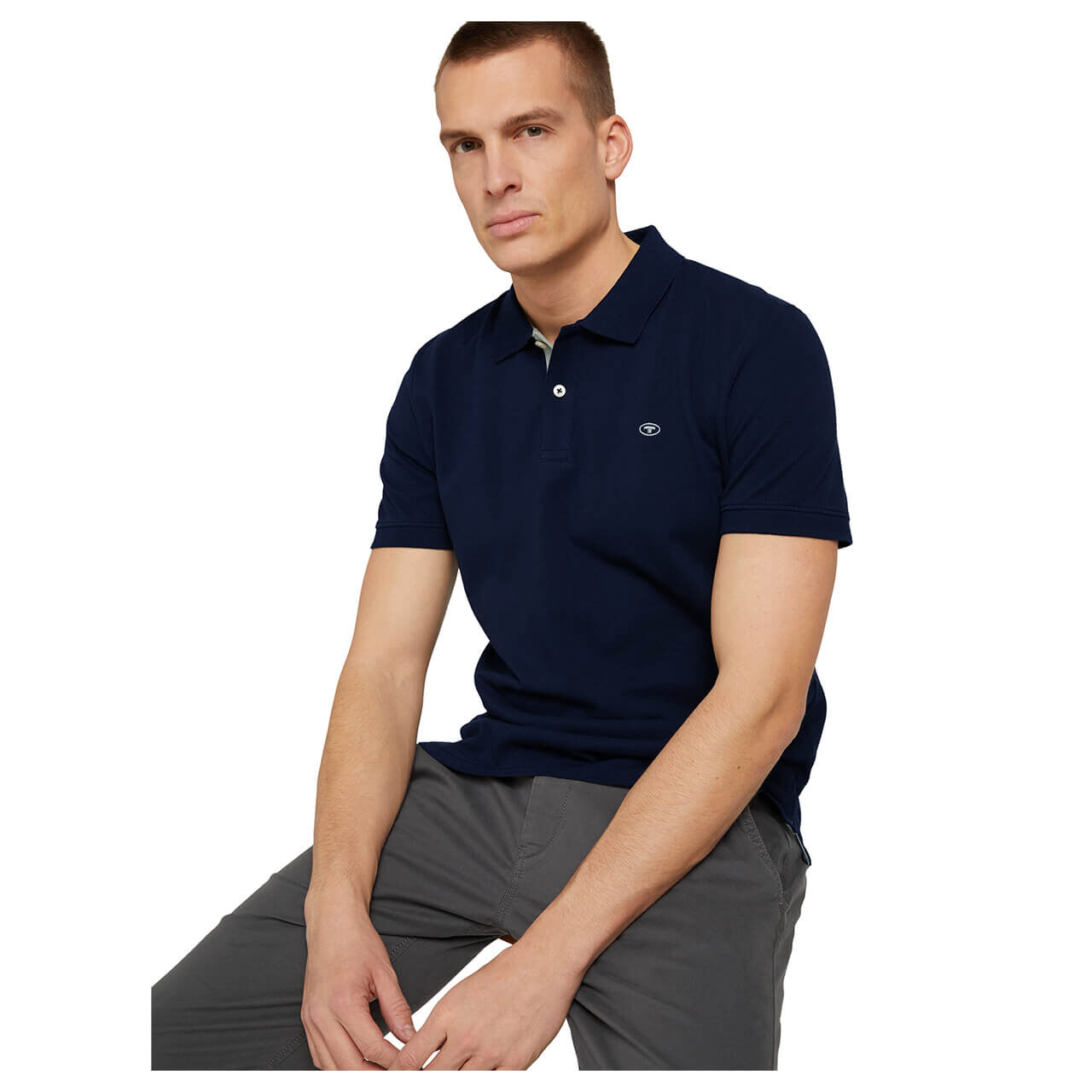 Tom Tailor Herren Piqué Poloshirt contrast sky captain blue