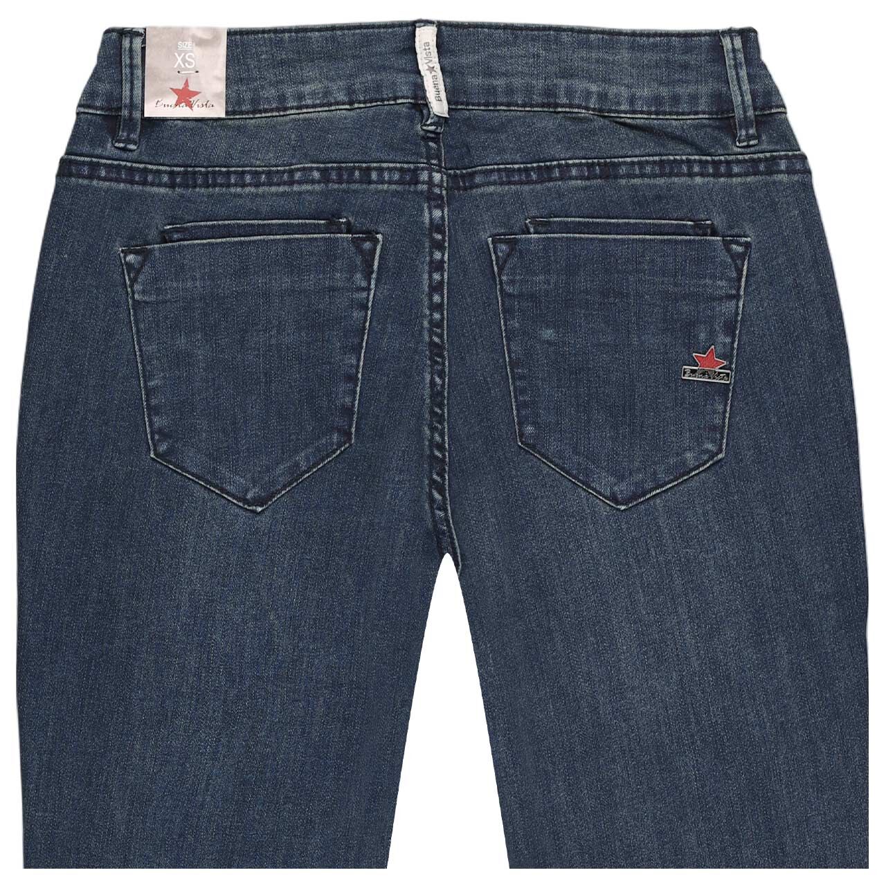 Damenjeans Italy K Bootcut Stretch Denim in Dunkelblau, detaillierte Rückansicht