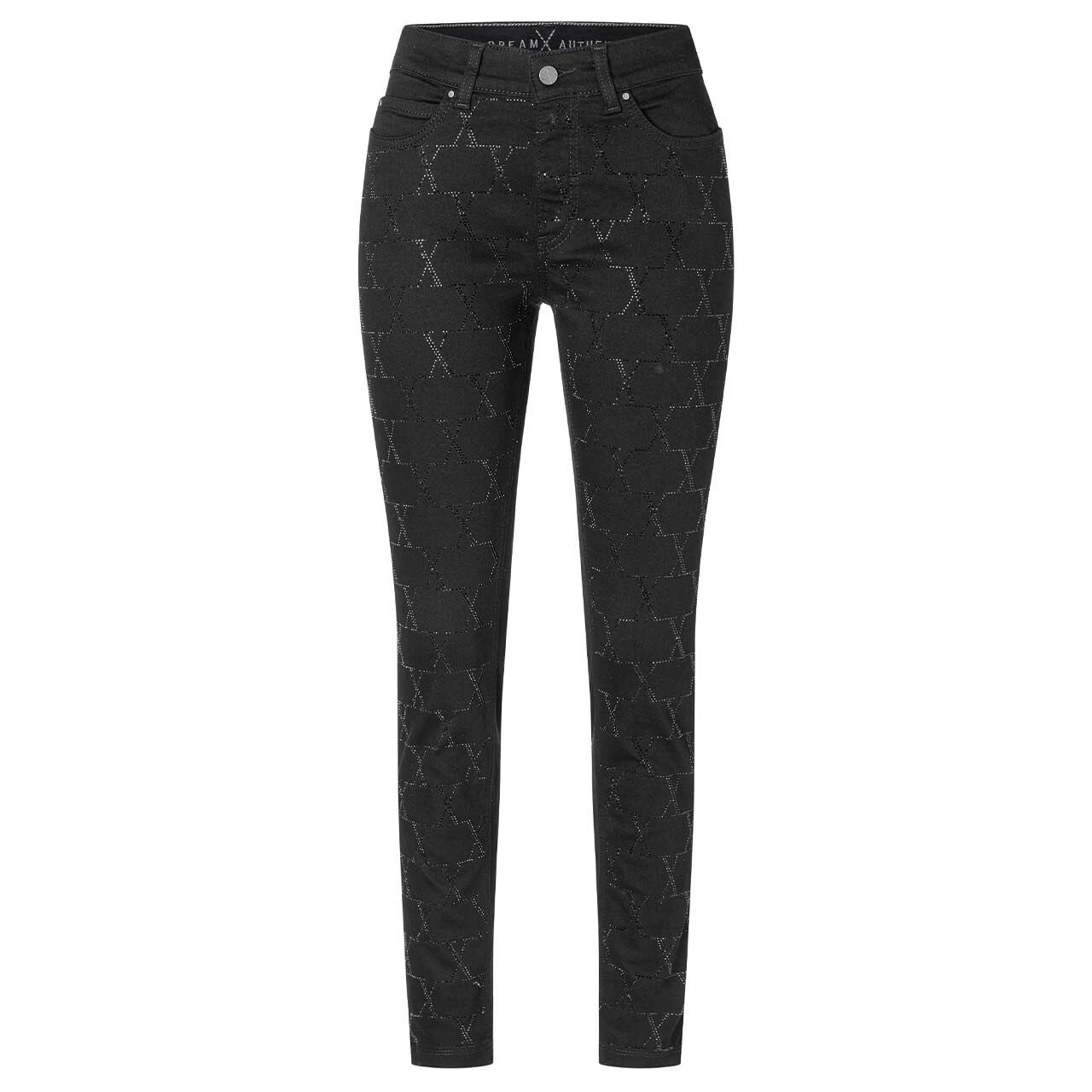 Damenjeans Dream Skinny von MAC in Schwarz mit Glitzer, Vorderansicht