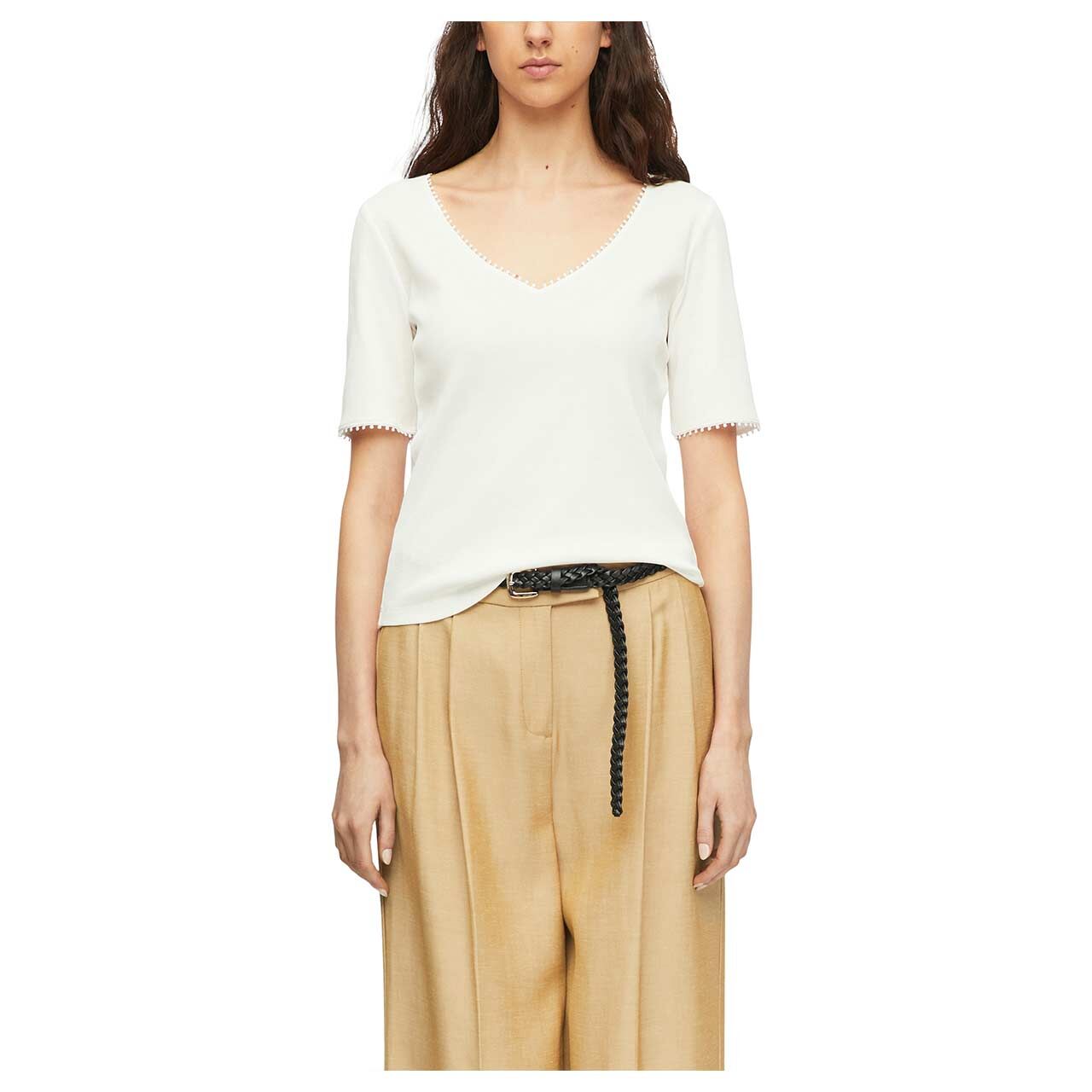 Damen T-Shirt von Comma in Weiß, Vorderansicht Model