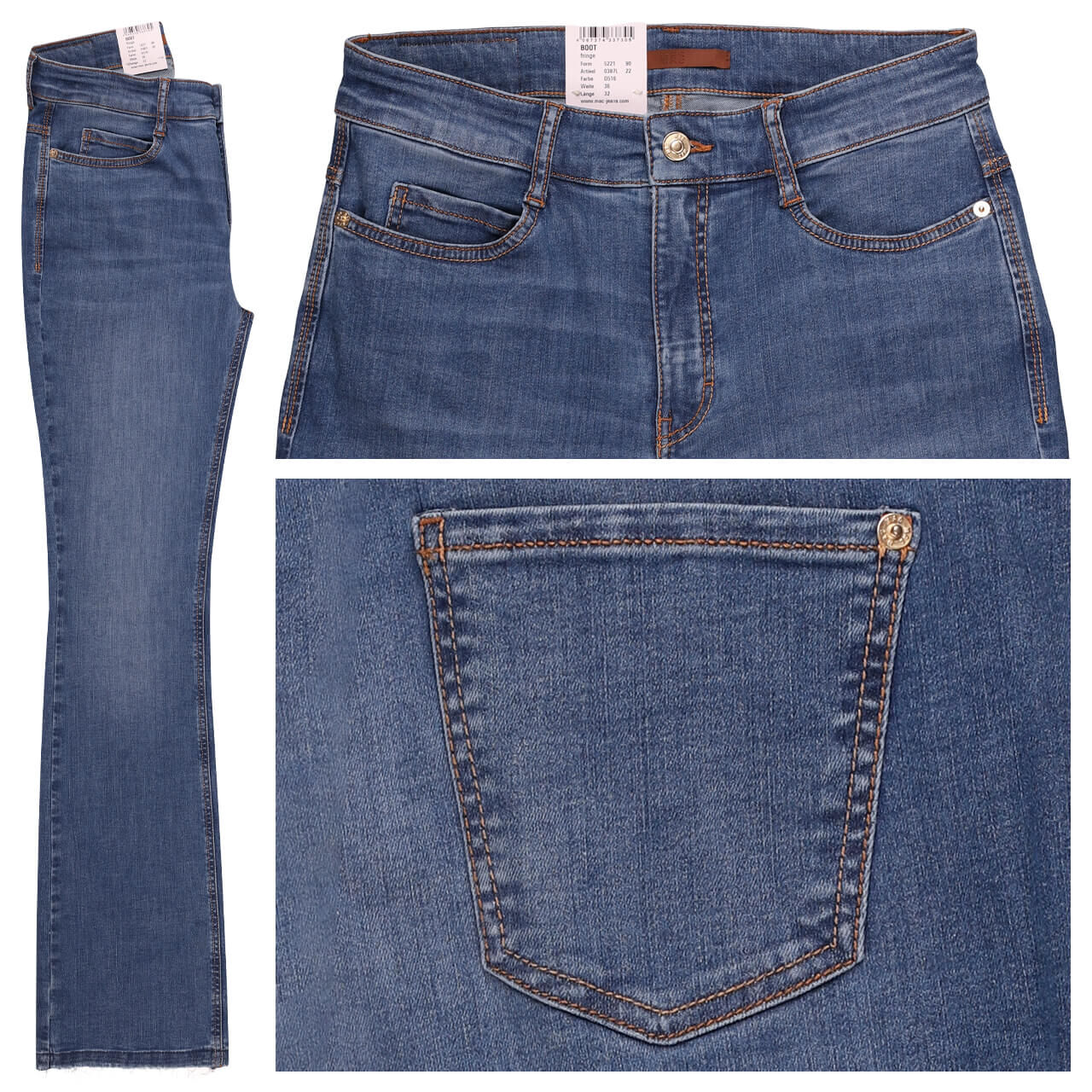MAC Boot Jeans medium blue authentic fringe MAC Boot Jeans medium blue authentic fringe