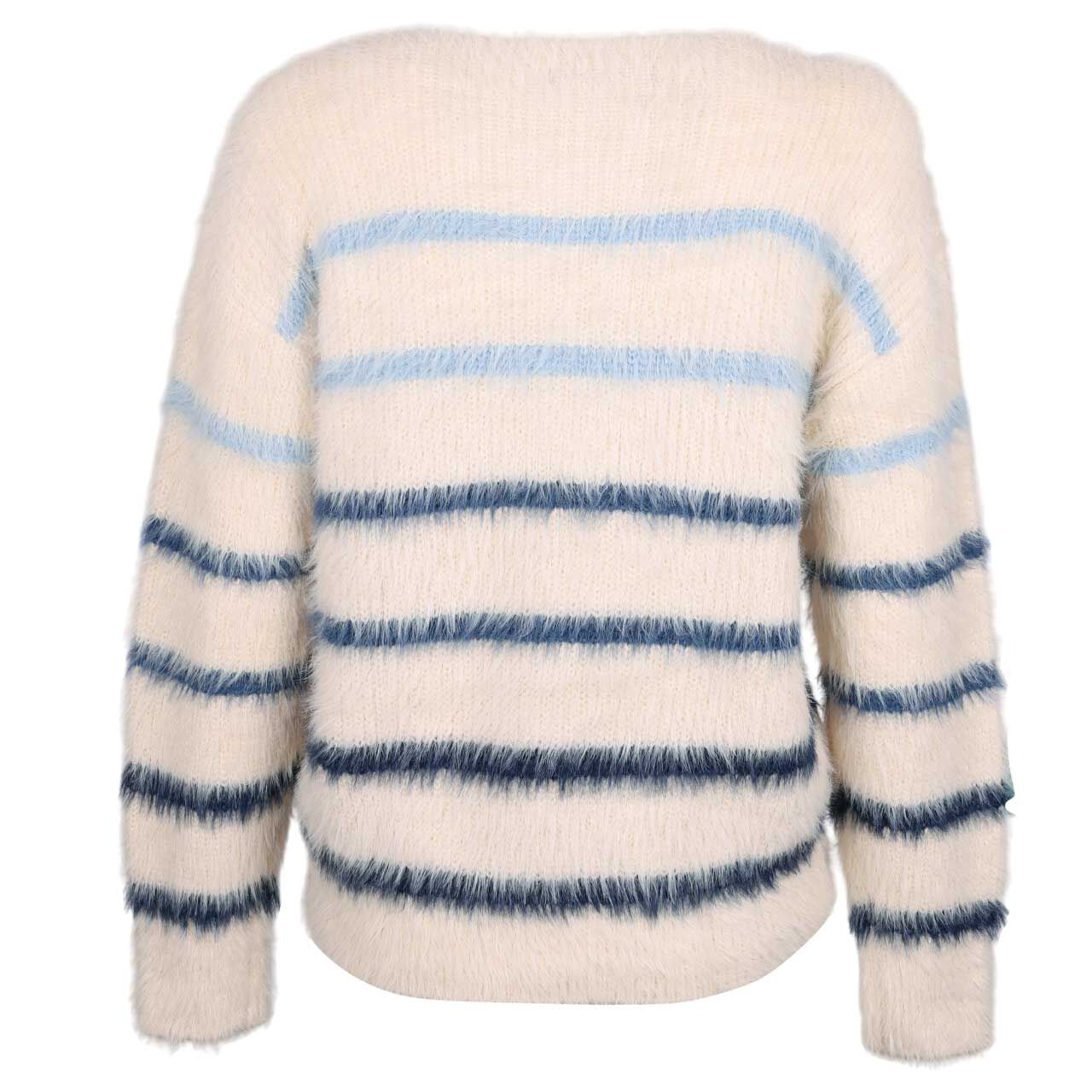 Damen Pullover Fuzzy Sweater von Red Button in Hellbeige gestreift, Rückansicht