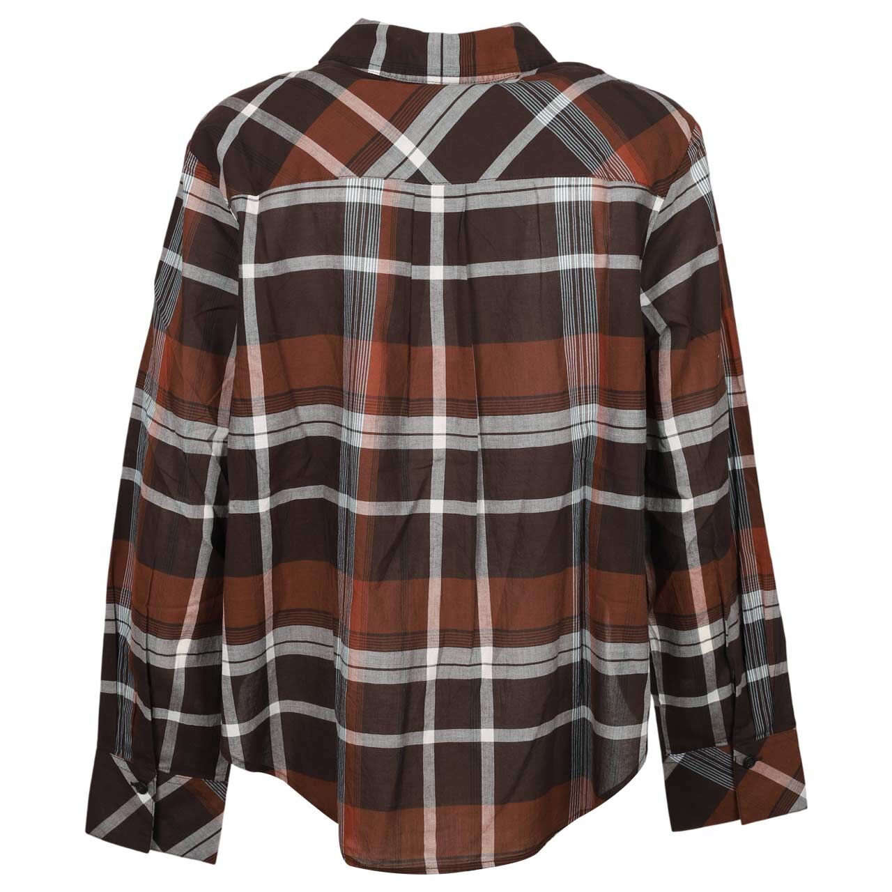 Damen Langarm Bluse von s.Oliver in Dunkelbraun kariert, Rückansicht