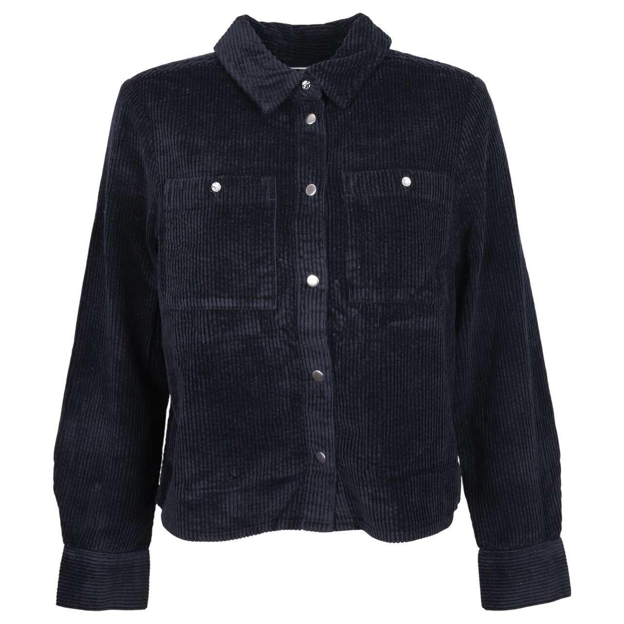 Street One Damen Langarm Cord Bluse Corduroy Shirtcollar Button Detail indigo night