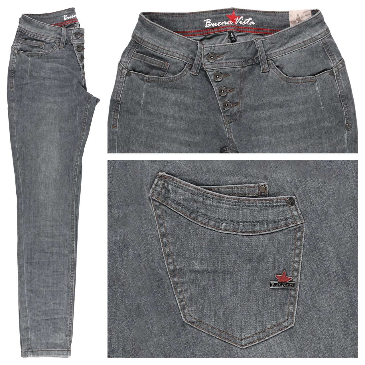 Buena Vista Malibu Cropped Stretch Denim Ankle Jeans anthracite denim