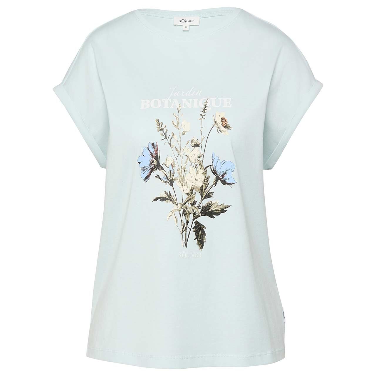 s.Oliver Damen T-Shirt sky blue flower print