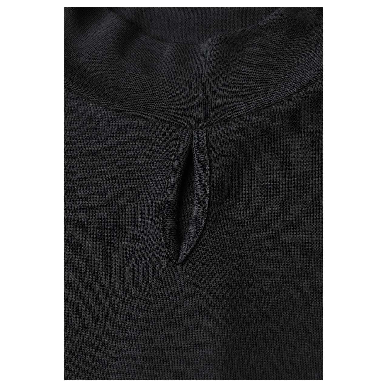Damen T-Shirt Turtle Neck Slit Detail von Street One in Schwarz, Detailansicht Material