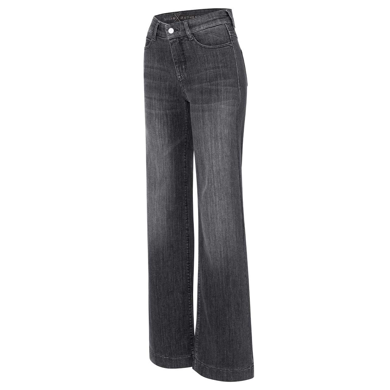Stretch Damenjeans Dream Wide von MAC in Dunkelgrau angewaschen, leicht seitliche Vorderansicht
