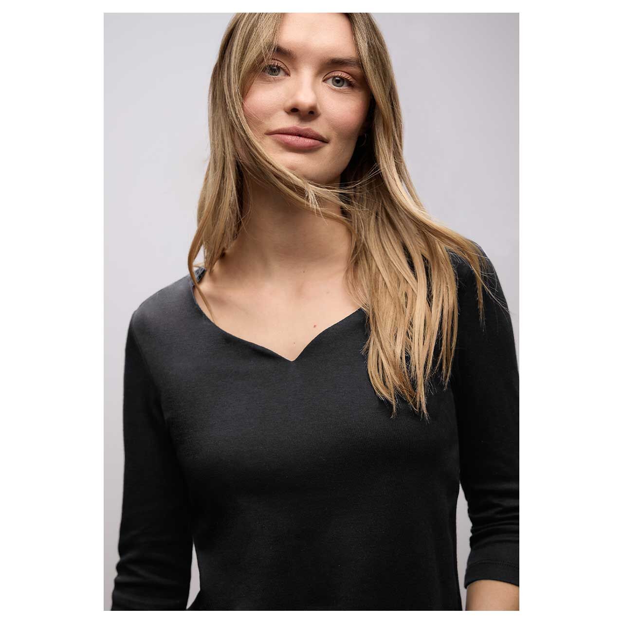 Damen 3/4 Arm Shirt Ada von Street One in Schwarz, Ganzkörperansicht