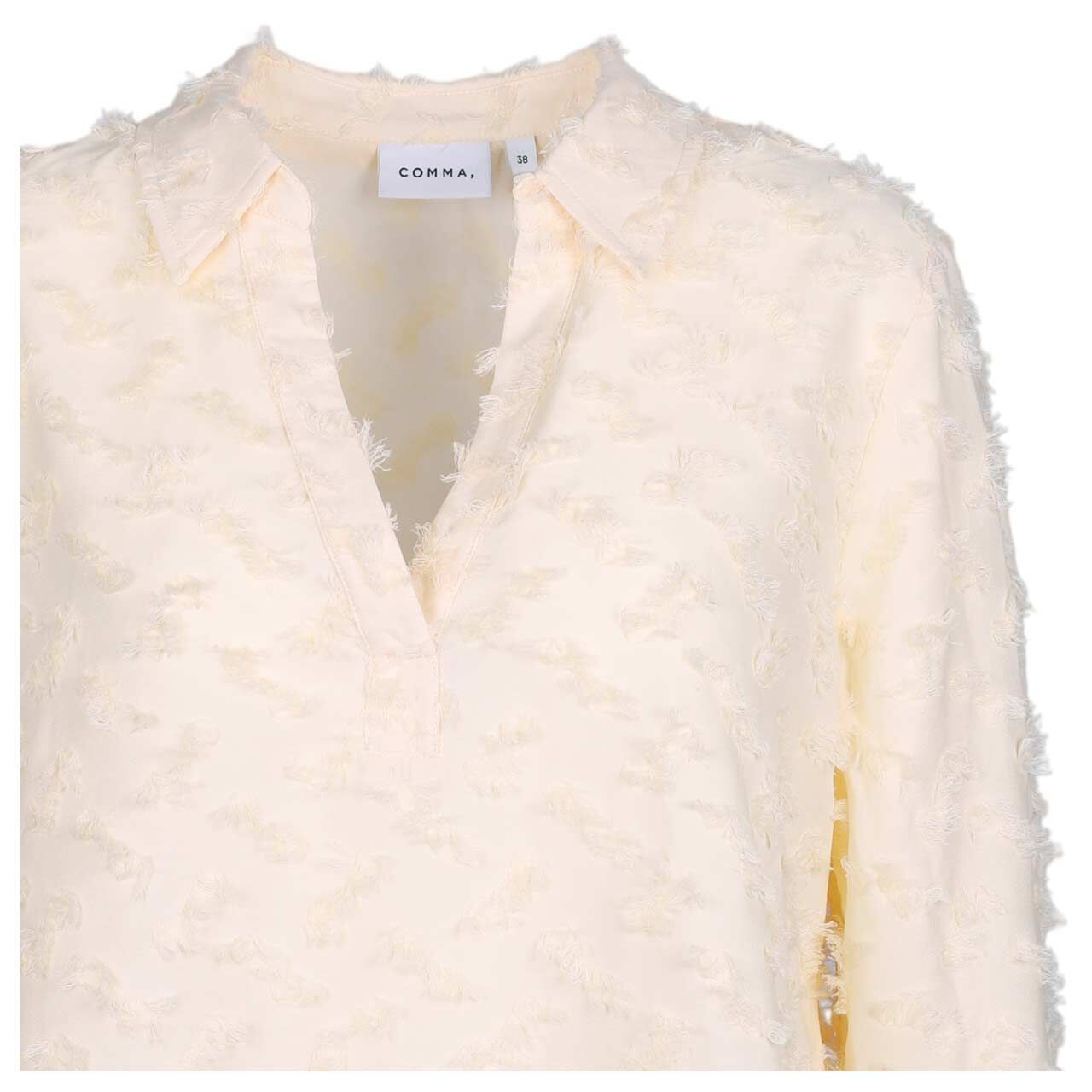 Damen Langarm Bluse von Comma in Cremeweiß, detaillierte Vorderansicht