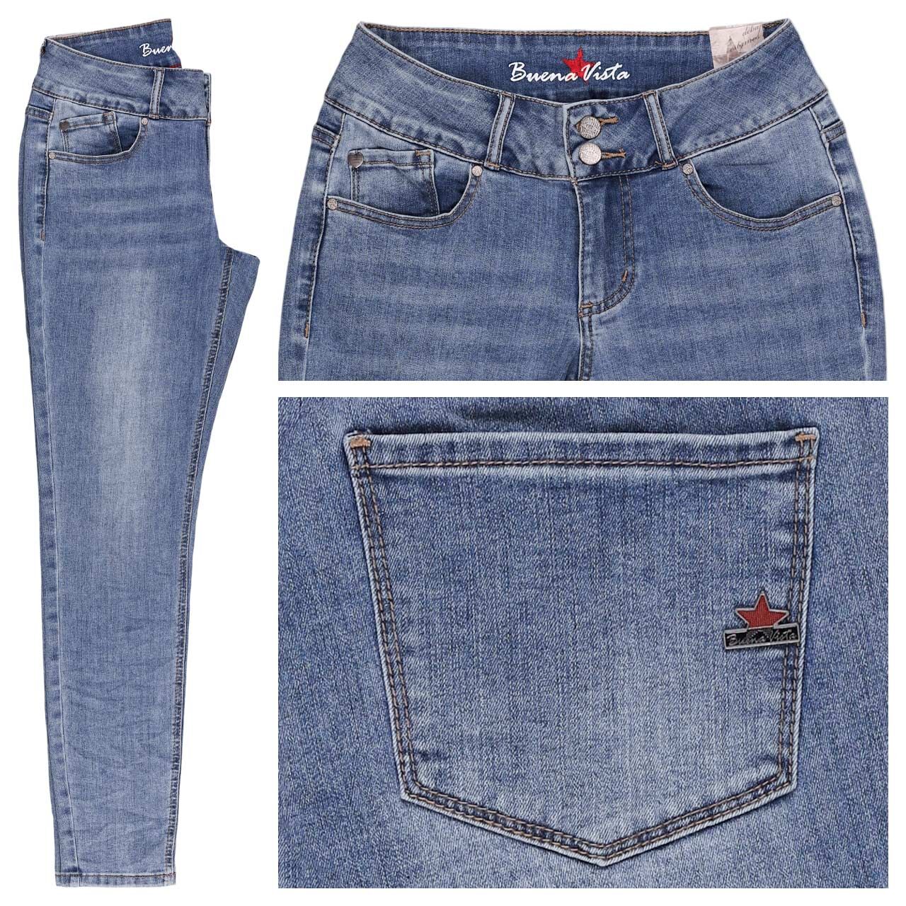 Buena Vista Tummyless Cropped Stretch Denim Ankle Jeans mid denim