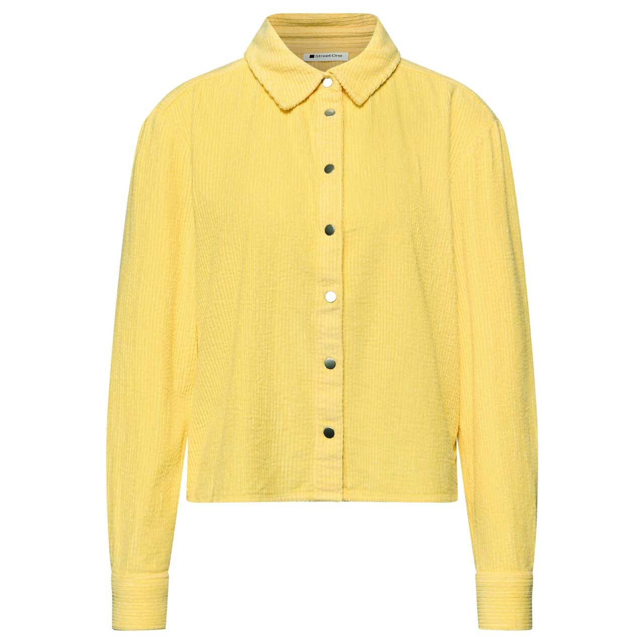 Street One Damen Langarm Cord Bluse Corduroy Shirtcollar bloom yellow