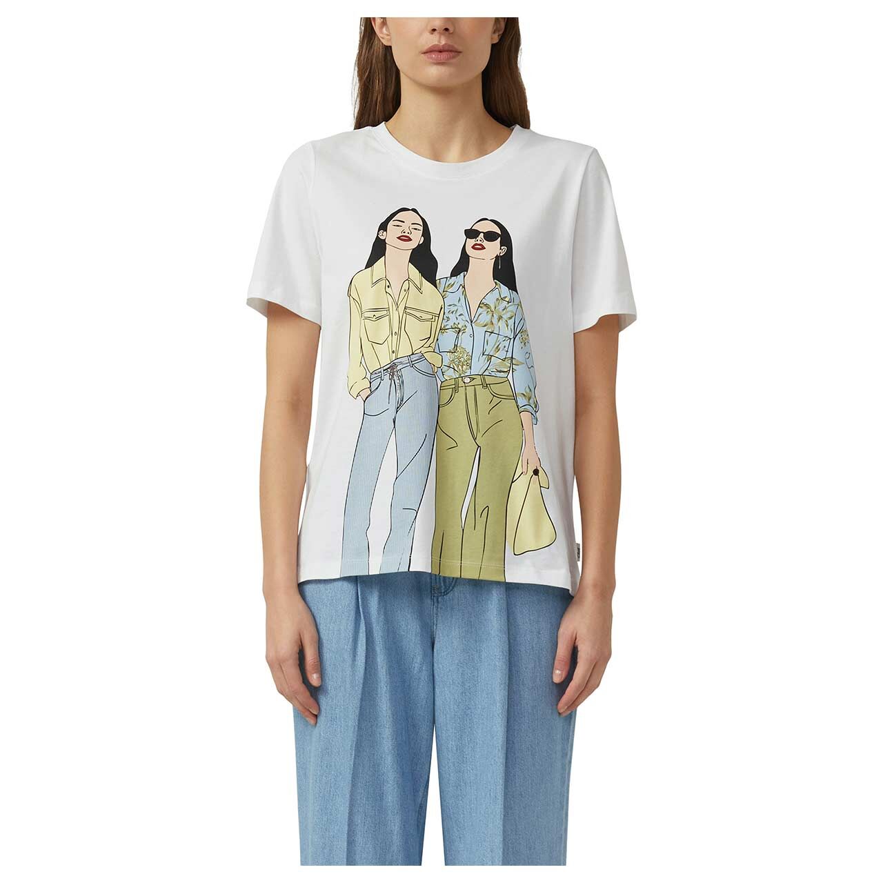 s.Oliver Damen T-Shirt in Weiß mit Print, Vorderansicht Model