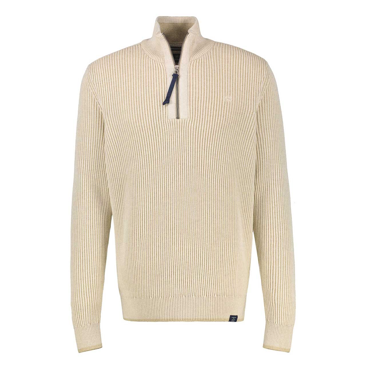 Lerros Herren Pullover Troyer tender beige melange knit structured