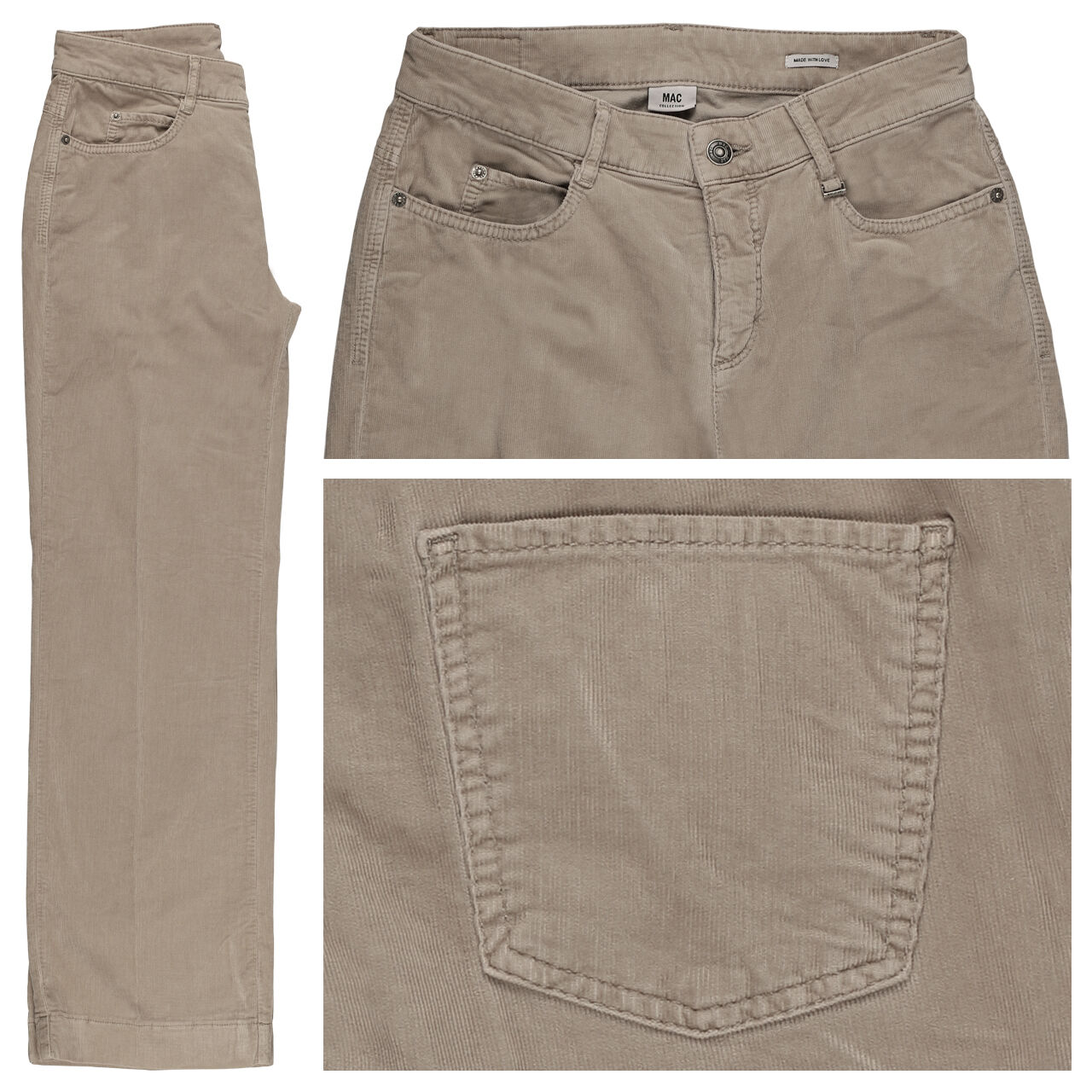 MAC Wide Cordhose windspray beige