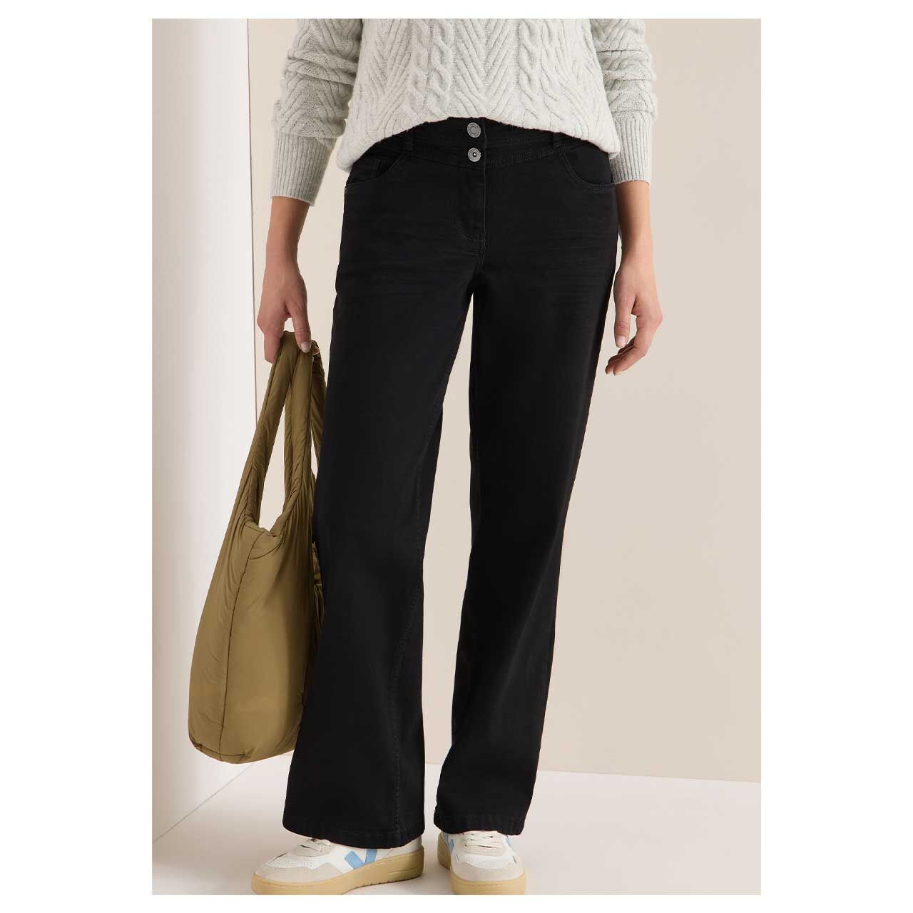 Stretch Damenjeans Neele von Cecil in Schwarz, Vorderansicht