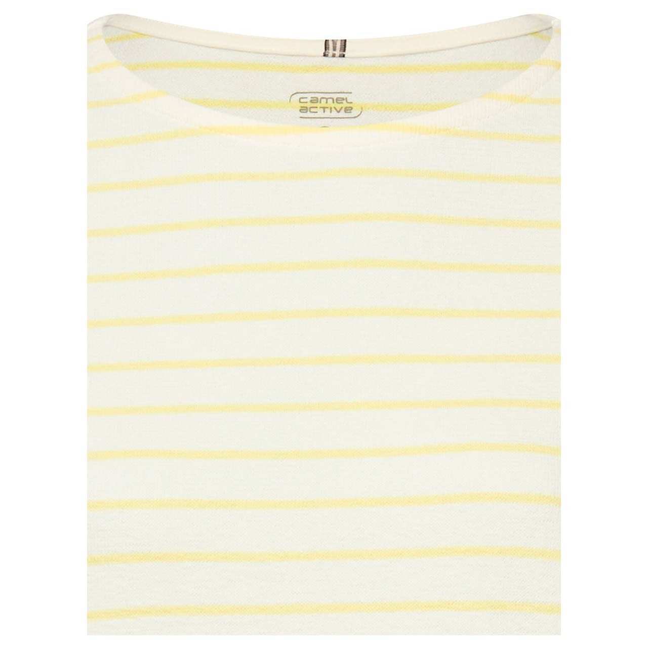 Damen Langarm Shirt von Camel active in Gelb gestreift, detaillierte Vorderansicht