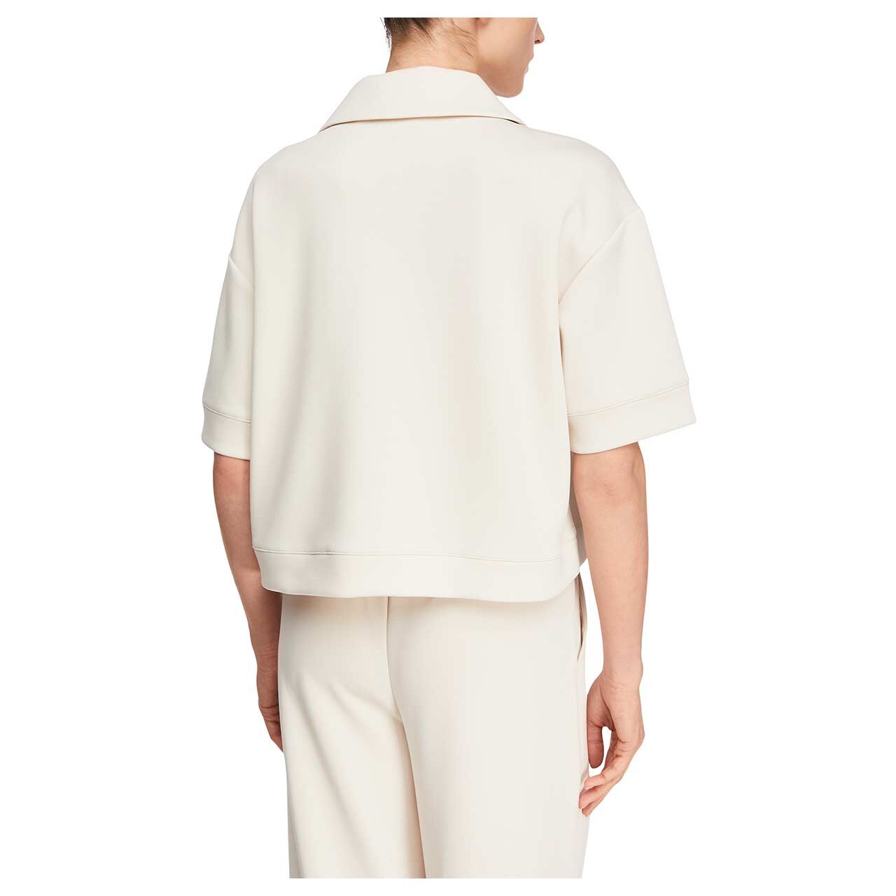 Damen Poloshirt von Comma in Beige mit Print, Rückansicht am Model