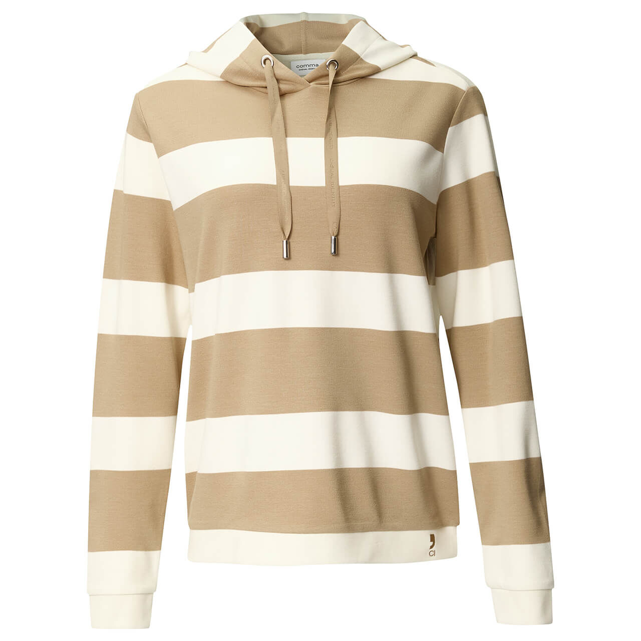 Comma Damen Hoodie Sweatshirt stripe beige