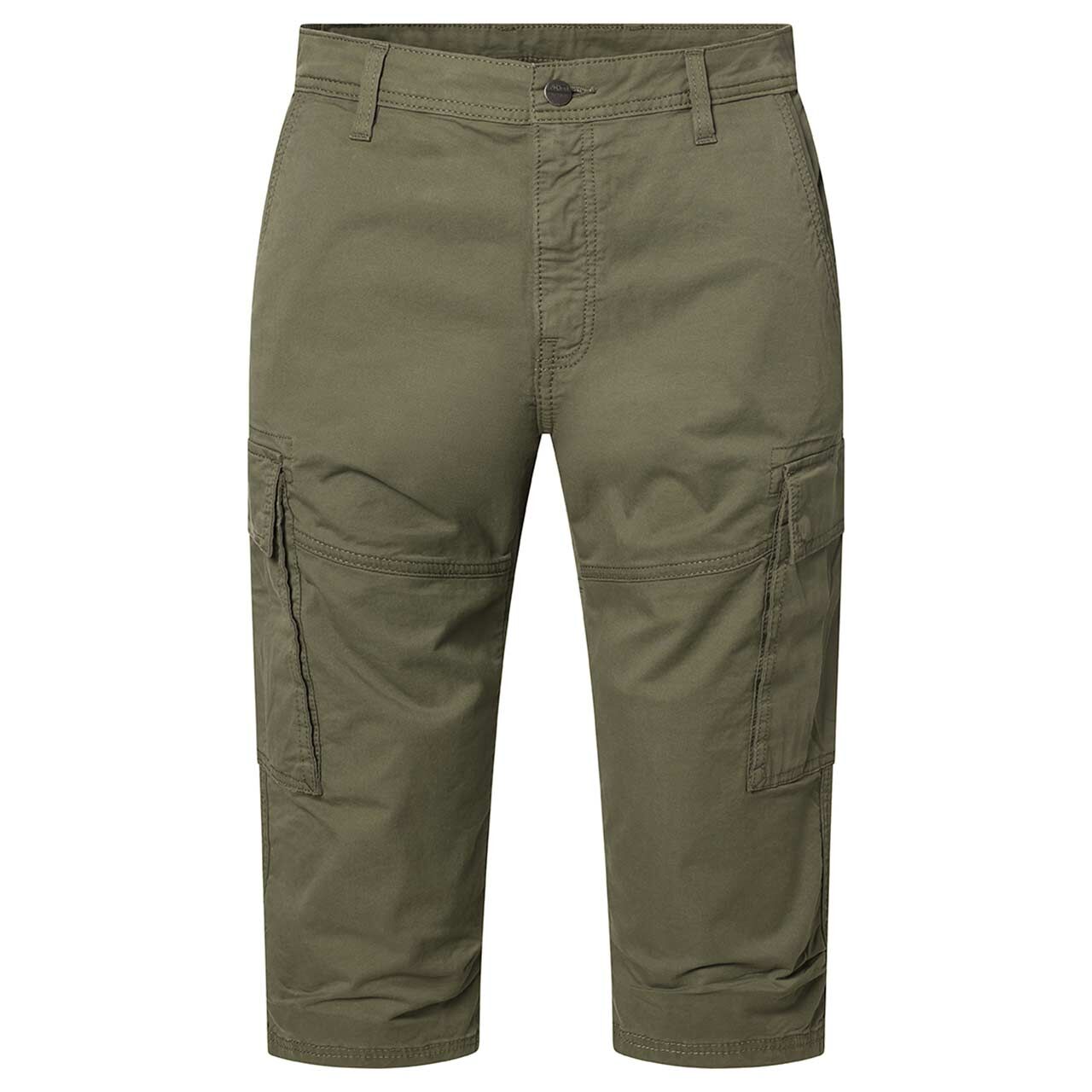 Stretch Herren 3/4 Cargo Baumwollhose Corey in Dunkelgrün, Vorderansicht